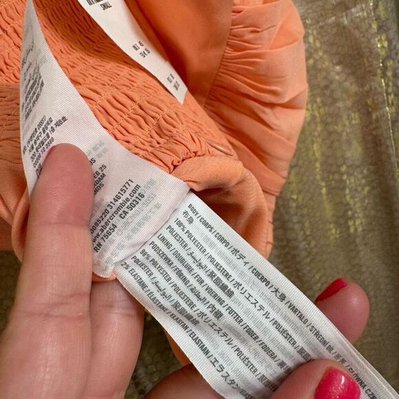 Abercrombie & Fitch Ruched Coral Pink O Ring Cropped Top Small NWT - Picture 5 of 7